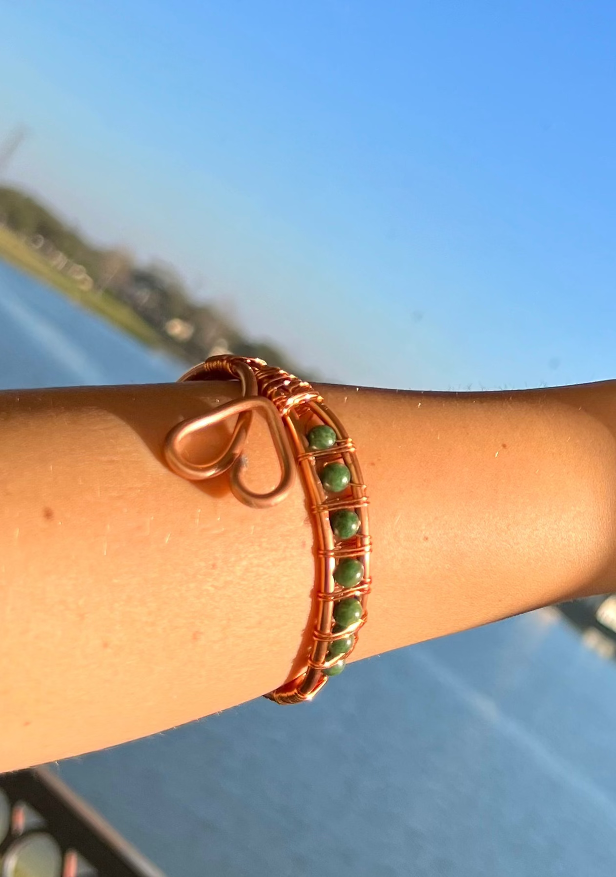 Heart Cuff African Jade